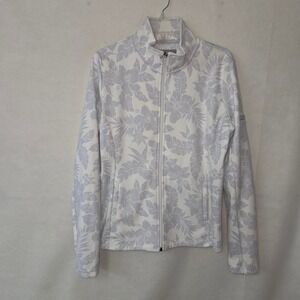 Straight Down Paradise Jacket Women Large Powder Blue White Floral Zip W60346